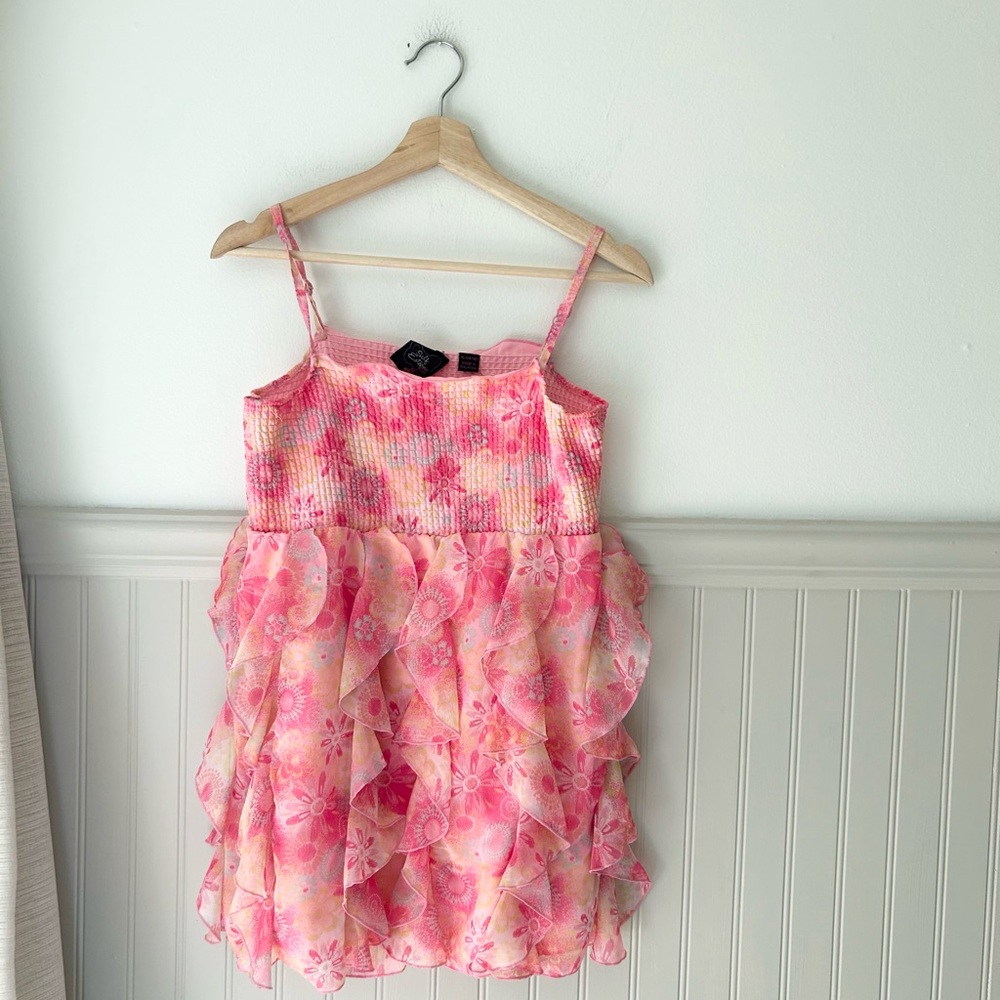 Y2K Self Esteem Girls XL Pink and Peach Floral Tunic Fairycore